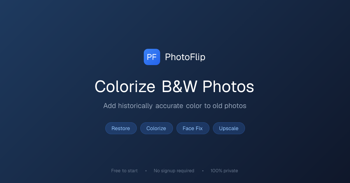 Colorize Black and White Photos Online — AI Photo Colorization | PhotoFlip
